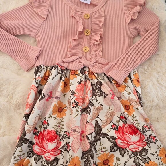 Other - Pink w yellow coral flowers Boutique dress